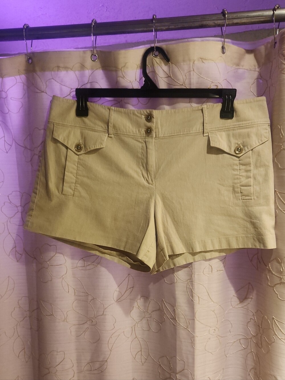 New York & Company Khaki Button-Front Bermuda Shorts